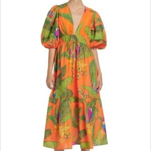 Farm Rio's Fresh Macaws midi dress